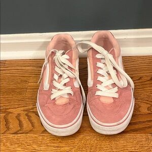 Vans Pink Suede Low-Top Sneakers with White Accents